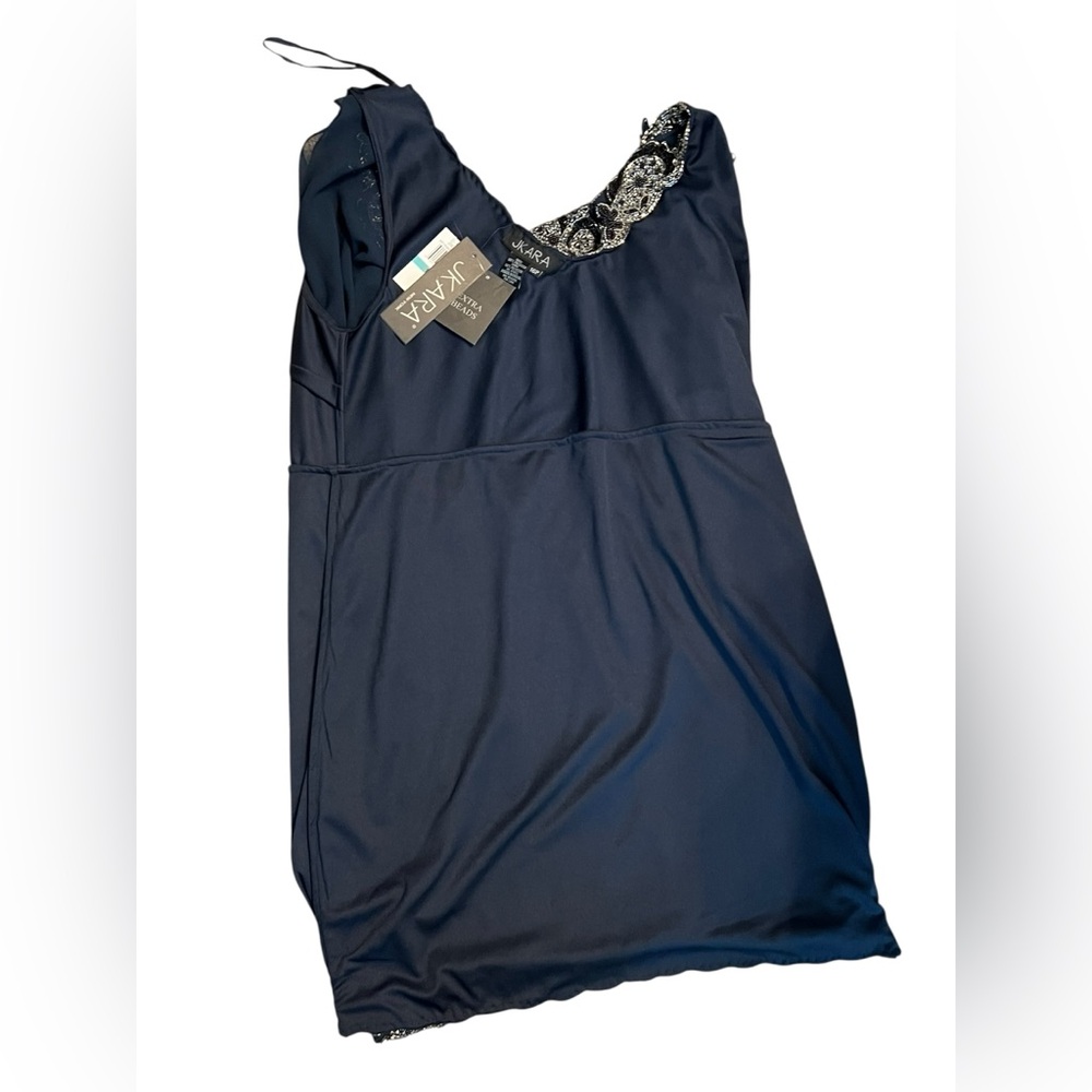 JKARA Navy Petite Beaded Cocktail Dress Womens 16P - Picture 4 of 7